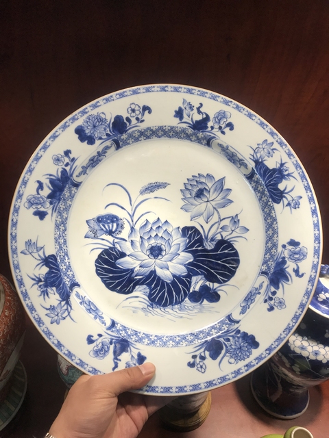 古玩陶瓷清雍正青花蓮花紋盤拍賣，當前價格12990元
