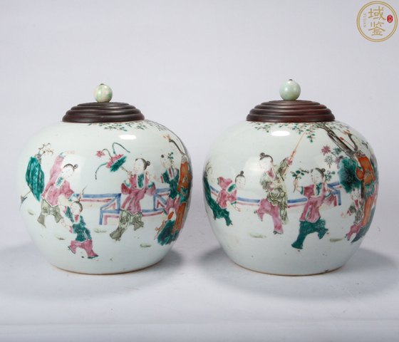 古玩陶瓷粉彩人物故事紋西瓜罐拍賣，當前價格7000元