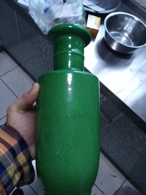 古玩陶瓷綠哥釉棒槌瓶拍賣，當前價格10000元