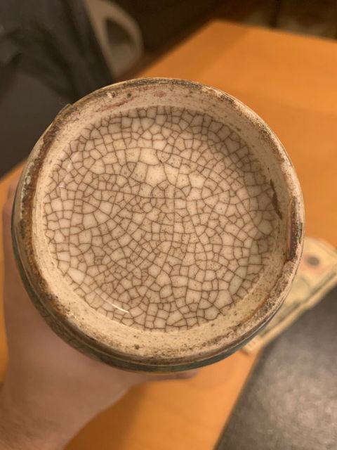 古玩陶瓷哥釉粉彩刀馬人物紋棒槌瓶拍賣，當前價格4000元