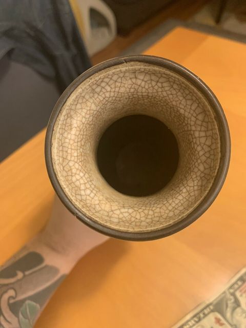 古玩陶瓷哥釉粉彩刀馬人物紋棒槌瓶拍賣，當前價格4000元