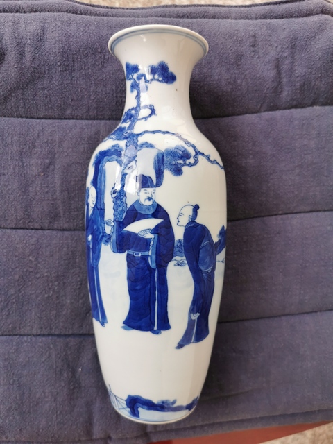 古玩陶瓷青花人物觀音瓶拍賣，當前價格8000元