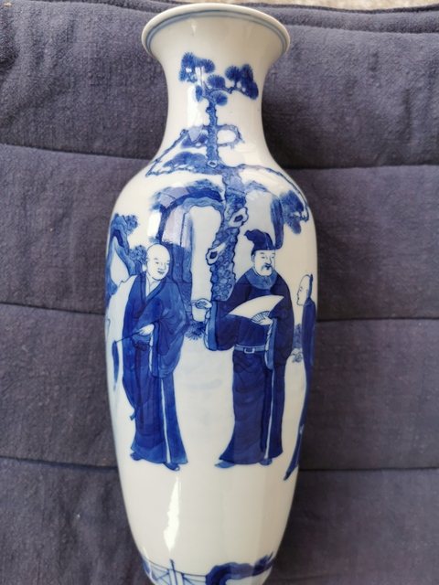 古玩陶瓷青花人物觀音瓶拍賣，當前價格8000元