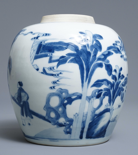 古玩陶瓷麒麟送子青花蓋罐拍賣，當前價格10000元