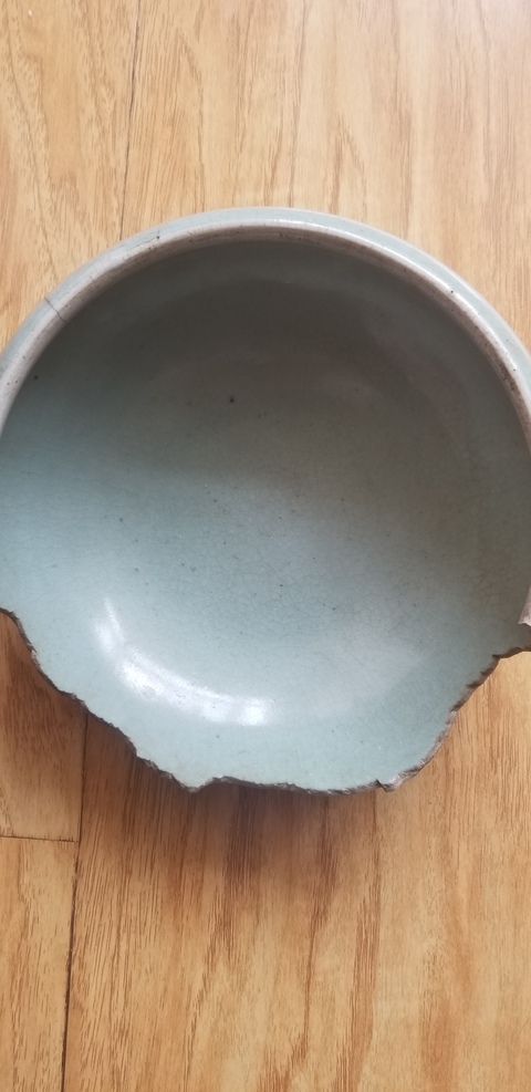 古玩陶瓷清乾隆 ?仿哥釉三乳足爐殘器拍賣，當(dāng)前價格6600元