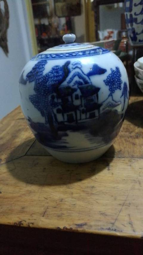 古玩陶瓷山水紋青花罐拍賣，當前價格10200元