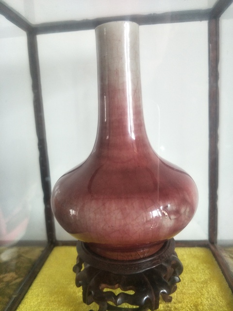 古玩陶瓷霽紅釉荸薺瓶拍賣，當(dāng)前價(jià)格13800元