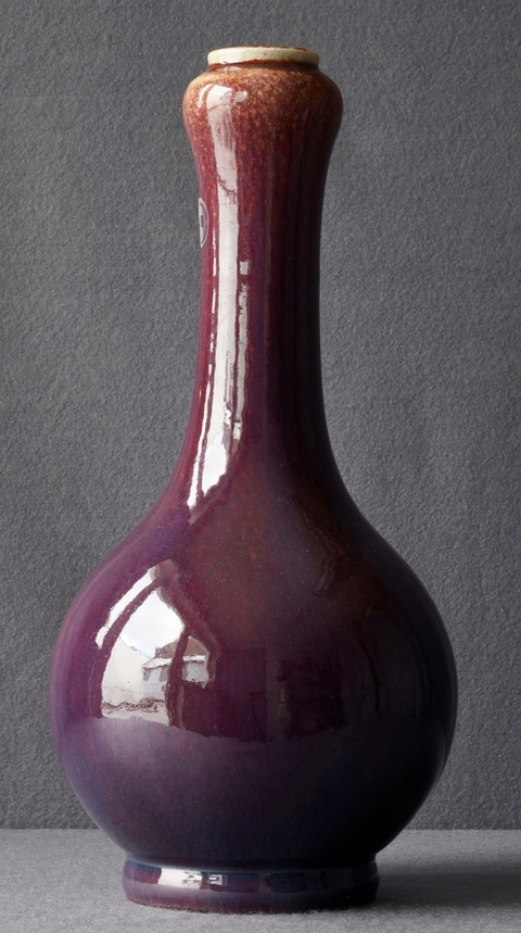 古玩陶瓷窯變釉蒜頭瓶拍賣，當前價格7000元