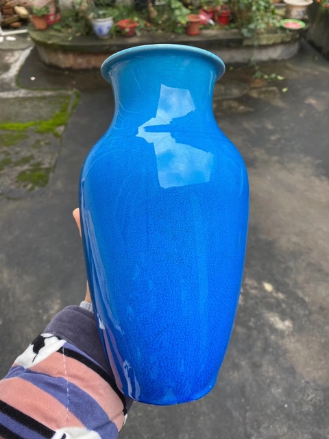 古玩陶瓷孔雀藍釉大瓶拍賣，當前價格22800元