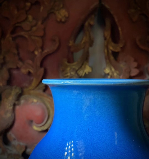 古玩陶瓷孔雀藍釉大瓶拍賣，當前價格22800元