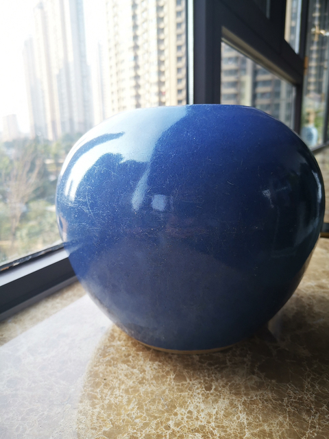 古玩陶瓷清中期霽藍釉南瓜罐（無蓋）拍賣，當前價格19900元