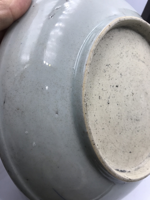 古玩陶瓷飄帶繡球獅子紋青花盤拍賣，當前價格8900元