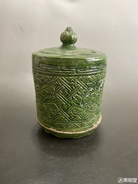 古玩陶瓷綠釉帶罩香薰拍賣，當(dāng)前價格8600元