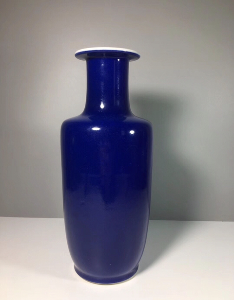 古玩陶瓷光緒至民國初 ?灑藍(lán)釉棒槌瓶拍賣，當(dāng)前價(jià)格14800元