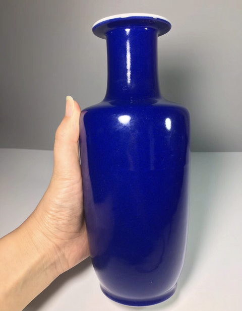 古玩陶瓷光緒至民國初 ?灑藍(lán)釉棒槌瓶拍賣，當(dāng)前價(jià)格14800元