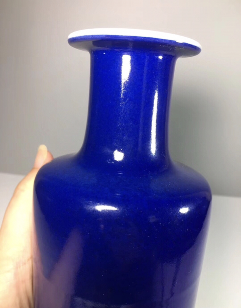 古玩陶瓷光緒至民國初 ?灑藍(lán)釉棒槌瓶拍賣，當(dāng)前價(jià)格14800元