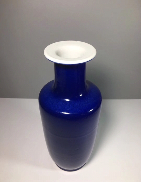 古玩陶瓷光緒至民國初 ?灑藍(lán)釉棒槌瓶拍賣，當(dāng)前價(jià)格14800元