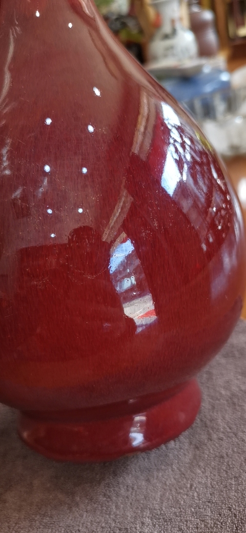 古玩陶瓷清中期 ?鈞紅釉蒜頭瓶拍賣，當前價格9000元