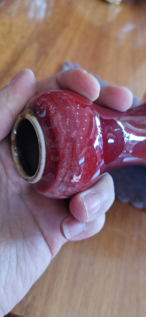 古玩陶瓷清中期 ?鈞紅釉蒜頭瓶拍賣，當前價格9000元