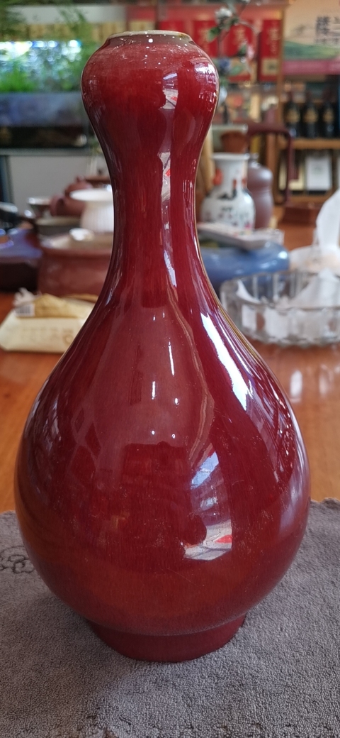古玩陶瓷清中期 ?鈞紅釉蒜頭瓶拍賣，當前價格9000元