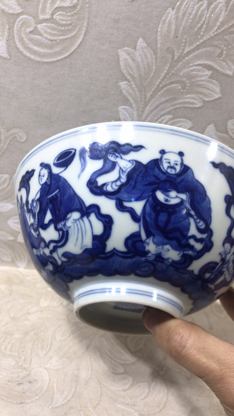 古玩陶瓷清道光 ?青花八仙人物紋碗拍賣，當前價格7000元