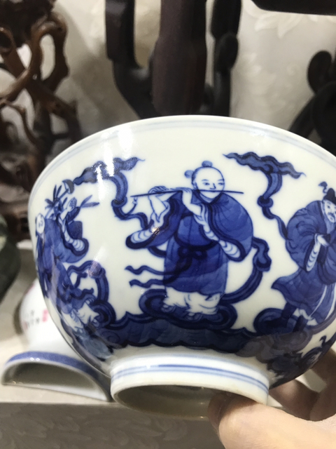 古玩陶瓷清道光 ?青花八仙人物紋碗拍賣，當前價格7000元