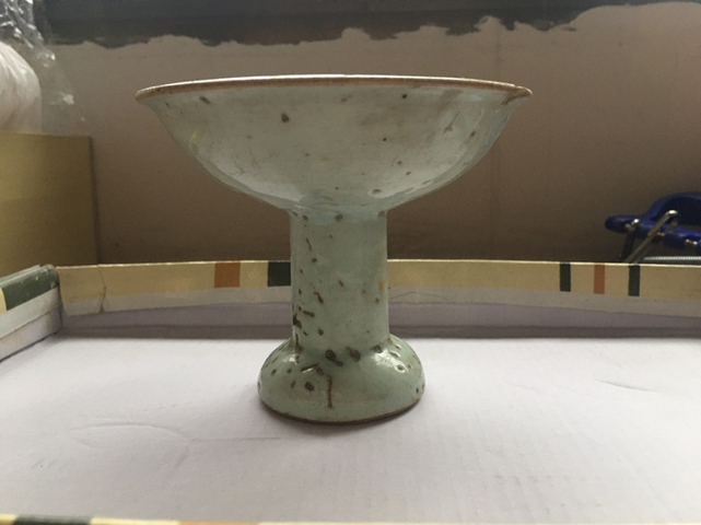 古玩陶瓷青花魚藻紋高足杯拍賣，當前價格9000元