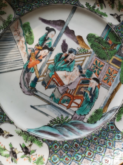 古玩陶瓷廣彩人物故事紋大盤拍賣，當前價格7000元