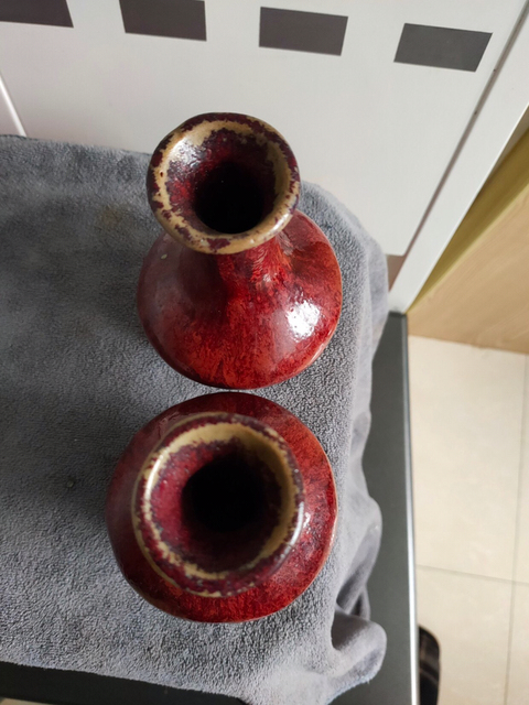 古玩陶瓷紅釉連座瓶拍賣，當前價格17000元