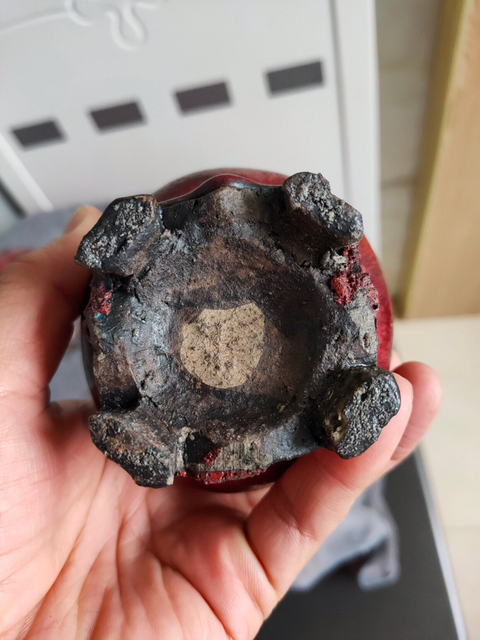 古玩陶瓷紅釉連座瓶拍賣，當前價格17000元