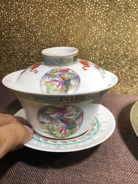 古玩陶瓷粉彩蓋碗拍賣，當前價格10000元