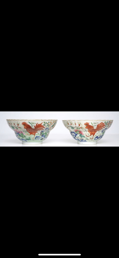 古玩陶瓷粉彩三公圖折腰碗拍賣，當前價格8000元