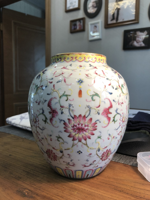 古玩陶瓷粉彩纏枝寶相花福壽紋罐拍賣，當(dāng)前價格7800元