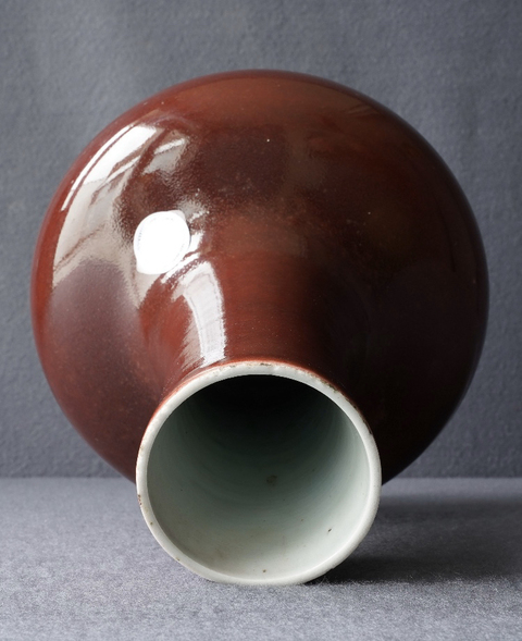 古玩陶瓷清乾隆 ?霽紅釉荸薺扁瓶拍賣，當前價格5600元