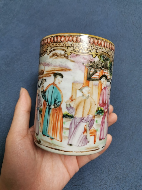 古玩陶瓷廣彩描金人物紋馬克杯拍賣，當前價格4800元