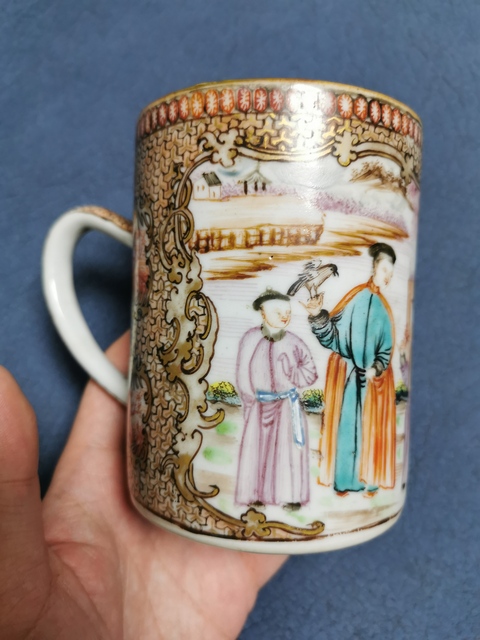 古玩陶瓷廣彩描金人物紋馬克杯拍賣，當前價格4800元