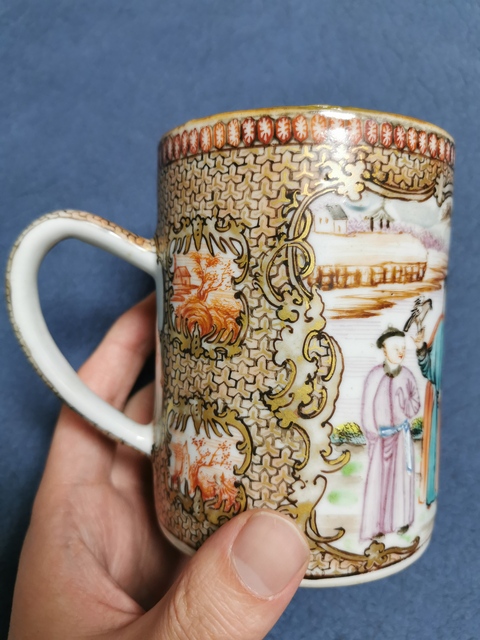 古玩陶瓷廣彩描金人物紋馬克杯拍賣，當前價格4800元