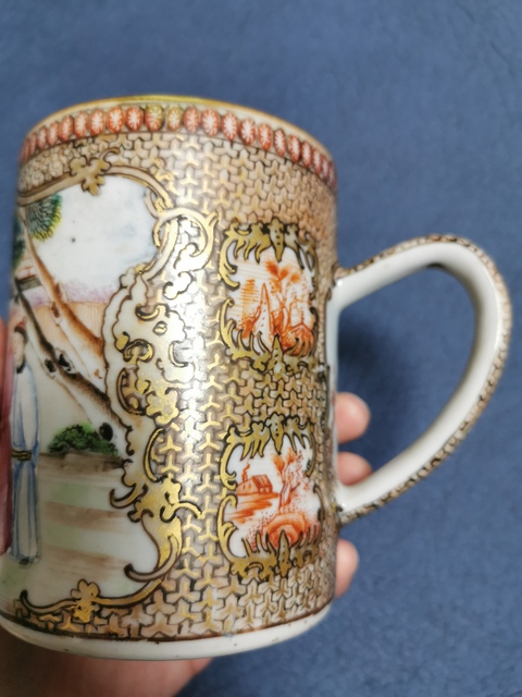 古玩陶瓷廣彩描金人物紋馬克杯拍賣，當前價格4800元