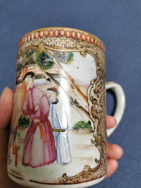 古玩陶瓷廣彩描金人物紋馬克杯拍賣，當前價格4800元