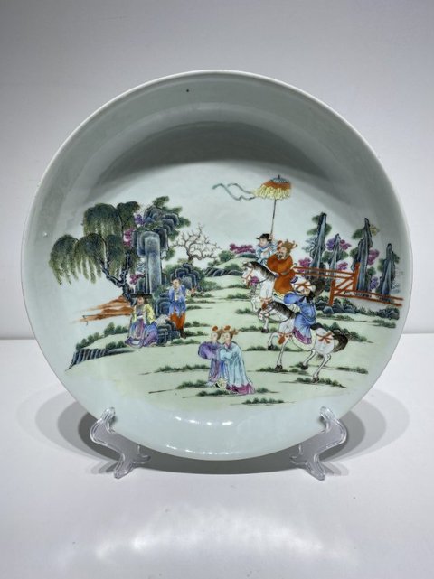 古玩陶瓷粉彩人物盤拍賣，當(dāng)前價格11500元