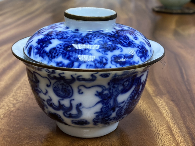 古玩陶瓷青花龍紋蓋碗拍賣，當前價格8800元