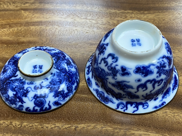 古玩陶瓷青花龍紋蓋碗拍賣，當前價格8800元