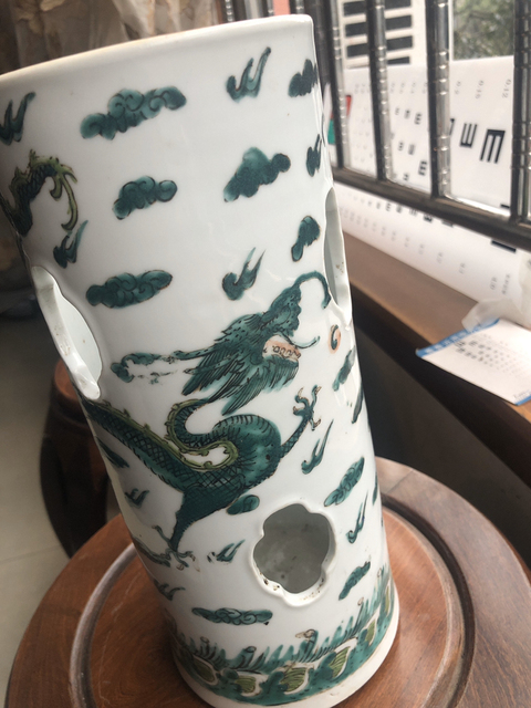 古玩陶瓷綠彩龍紋帽筒拍賣，當前價格10000元