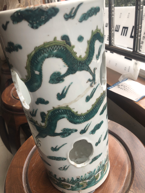 古玩陶瓷綠彩龍紋帽筒拍賣，當前價格10000元