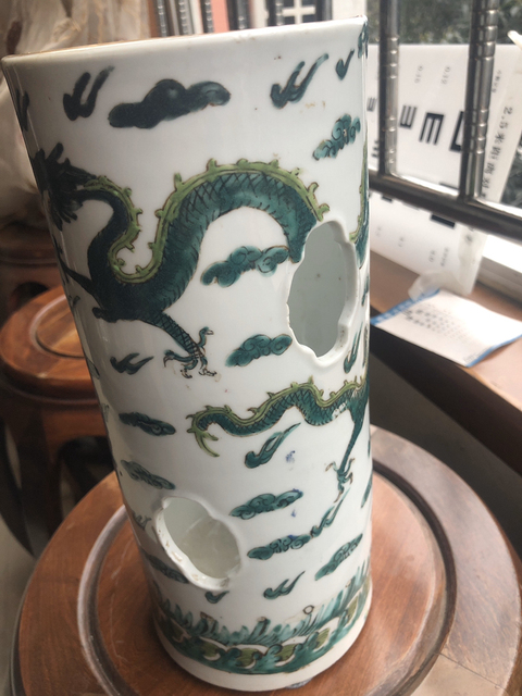 古玩陶瓷綠彩龍紋帽筒拍賣，當前價格10000元