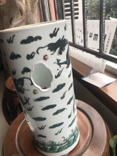 古玩陶瓷綠彩龍紋帽筒拍賣，當前價格10000元