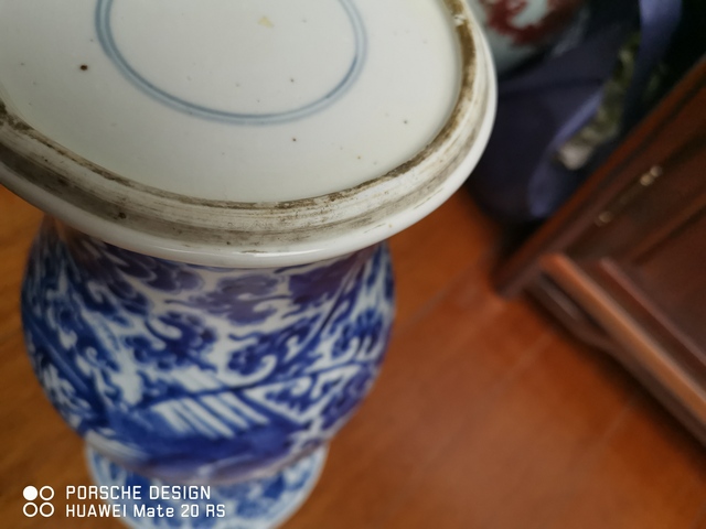 古玩陶瓷青花鳳穿牡丹紋鳳尾尊拍賣，當(dāng)前價(jià)格5000元