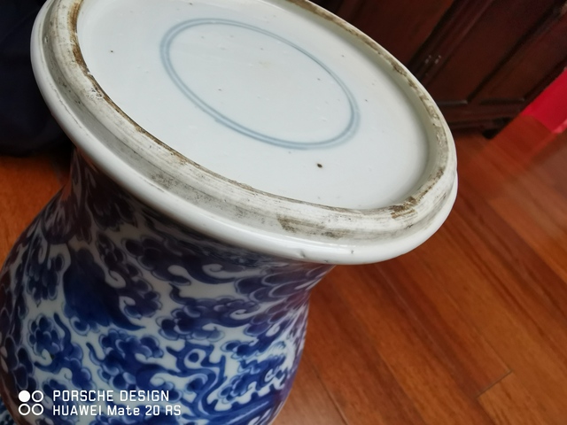 古玩陶瓷青花鳳穿牡丹紋鳳尾尊拍賣，當(dāng)前價(jià)格5000元