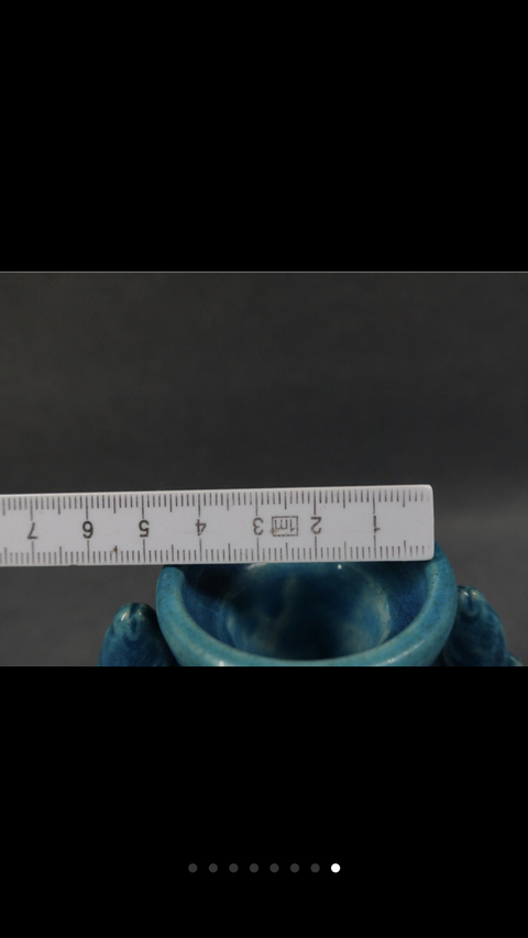 古玩陶瓷孔雀藍釉雙魚耳盤口瓶拍賣，當前價格6800元