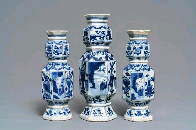 古玩陶瓷清康熙青花山水外銷類六方瓶拍賣，當前價格5000元